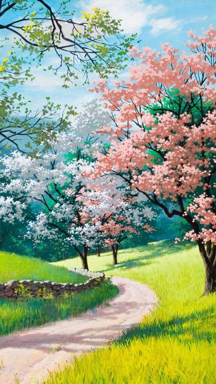 小清新风景插画手机壁纸