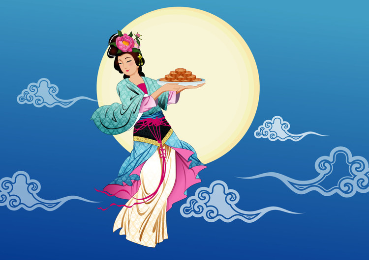 手绘中秋节嫦娥壁纸