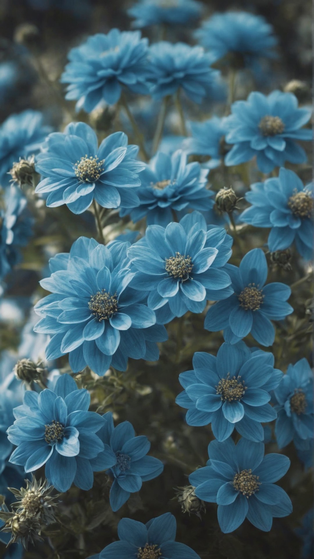 蓝色系花朵背景图壁纸