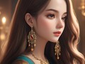  Long hair beauty earrings embellish picture wallpaper 2