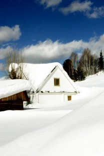 大雪覆盖的房子和树木图片壁纸
