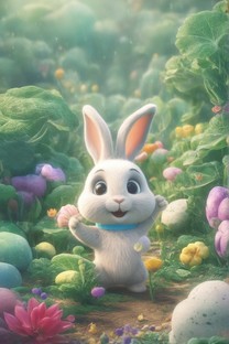 可爱彩色兔子卡通壁纸欣赏