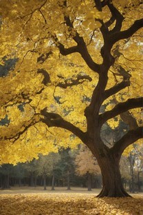 秋天的银杏树林：金黄一片绝美的风景壁纸