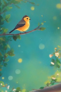 树枝上的可爱小鸟图片壁纸