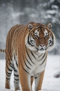 老虎走在厚厚的雪地里图片壁纸