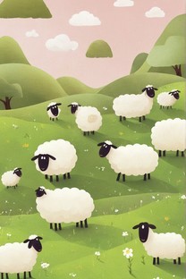 十二生肖系列之羊可爱卡通背景壁纸