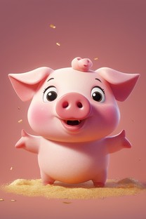 十二生肖系列之猪可爱卡通背景壁纸2