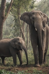 森林中大象背景图片壁纸
