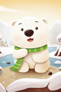可爱的北极熊卡通背景图片壁纸
