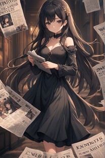  Beautiful long hair black skirt girl anime beauty wallpaper