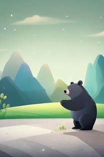 可爱的黑熊卡通背景图片壁纸2