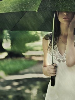 下雨天雨中美女图片壁纸1