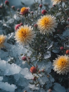 冰冻住花卉盛开美丽的瞬间图片壁纸
