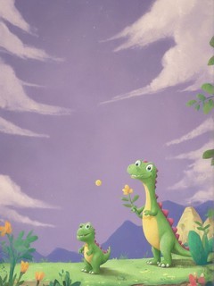 超萌小恐龙卡通背景图片壁纸