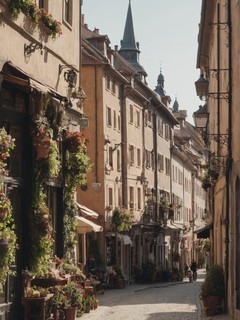 绝美的欧洲小镇街边风景壁纸