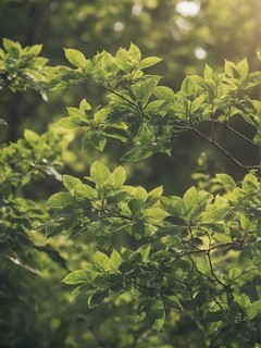 绿色灌木与树枝交织清新植物壁纸