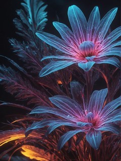 抽象的霓虹花背景图片素材壁纸2