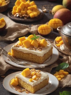 香甜可口的芒果蛋糕图片壁纸
