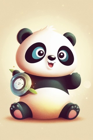 可爱的熊猫卡通背景图片壁纸2