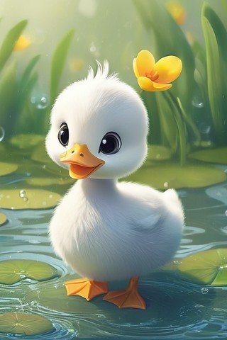 可爱的小鸭子卡通背景图片壁纸2