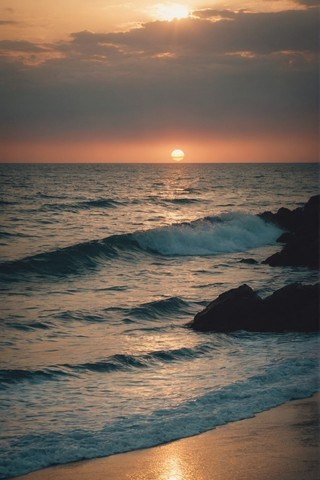  The atmosphere of sunset at the seaside is also great Wallpaper 3