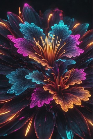 抽象的霓虹花背景图片素材壁纸3
