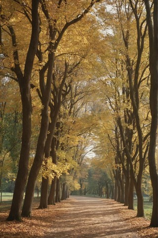 绝美的林荫小路秋季风景壁纸