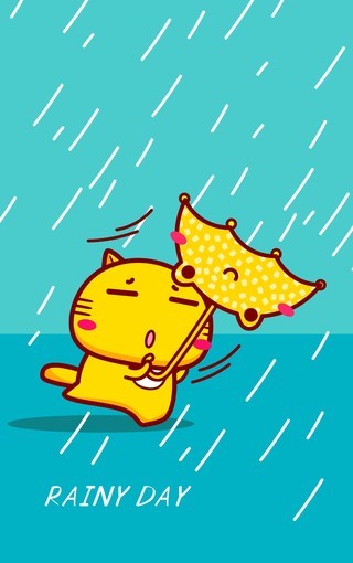 哈咪猫下雨天卡通图片壁纸