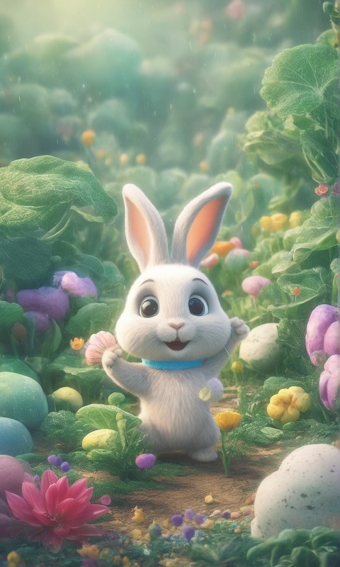 可爱彩色兔子卡通壁纸欣赏