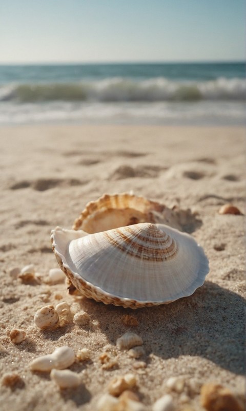海滩贝壳与大海的绝美风景壁纸