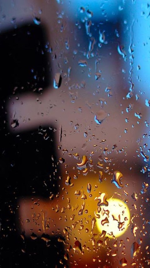 玻璃上的雨点手机壁纸