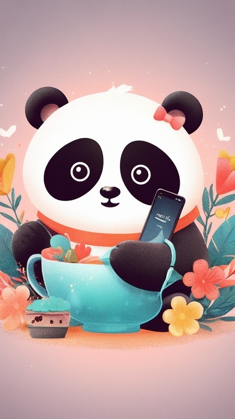 可爱的熊猫卡通背景图片壁纸