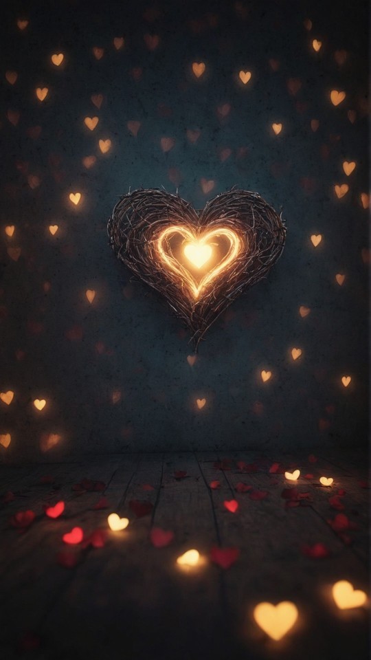 爱情之光：爱心与眩光壁纸