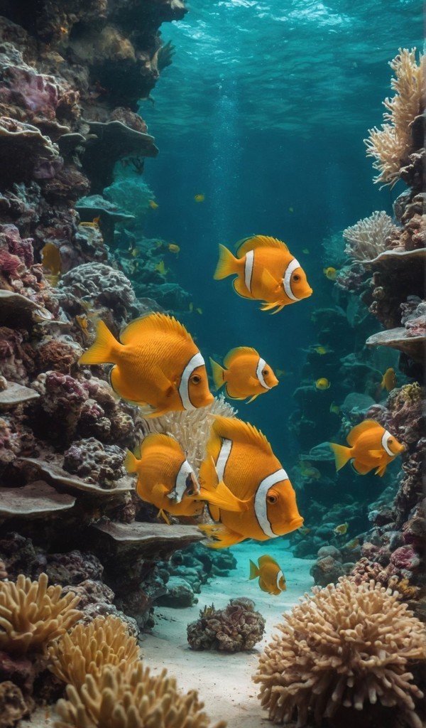 绝美的海底世界鱼群风景壁纸
