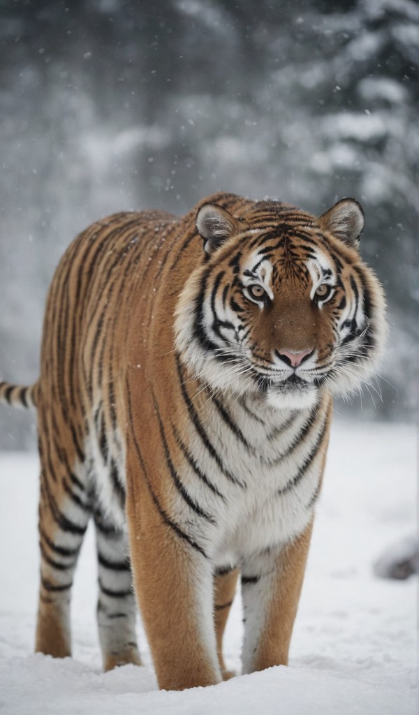 老虎走在厚厚的雪地里图片壁纸