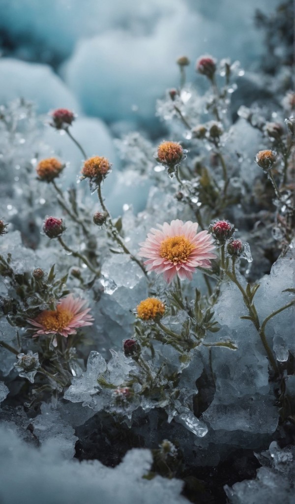 冰封下的花,被冰封的鲜花之美