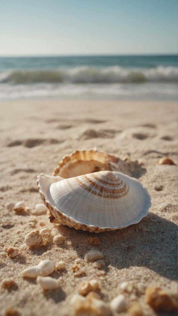 海滩贝壳与大海的绝美风景壁纸