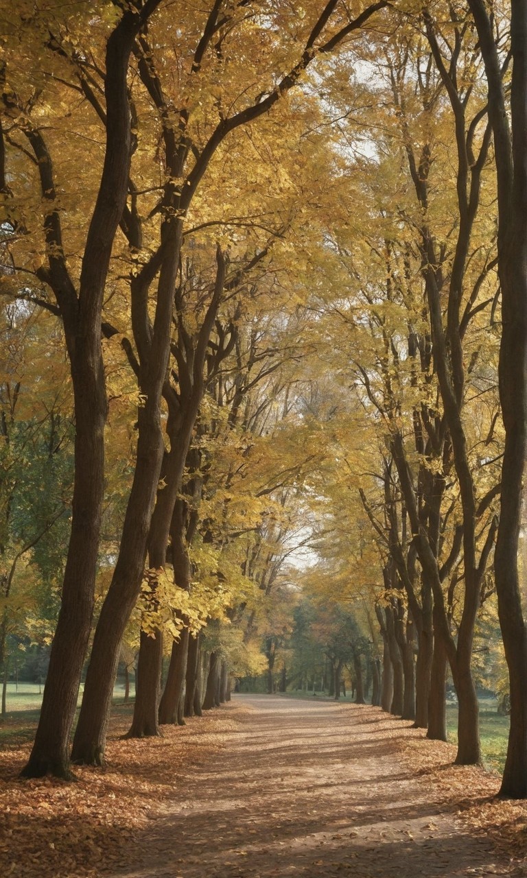 绝美的林荫小路秋季风景壁纸