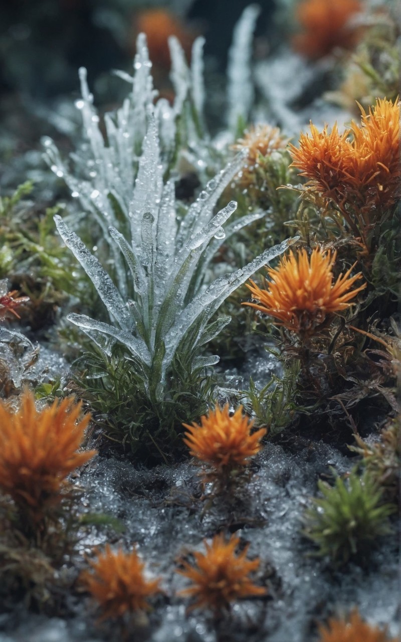 低温持续盘点凝冻下植物的冰晶世界