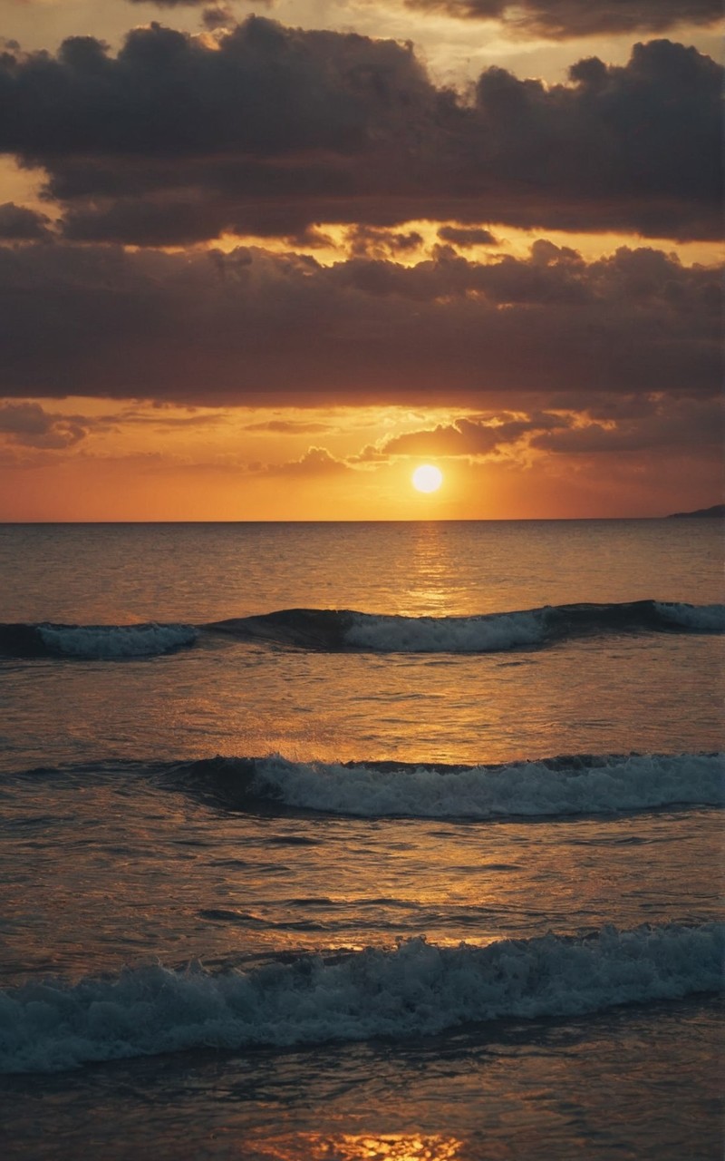 高清夕阳下的海面风景壁纸