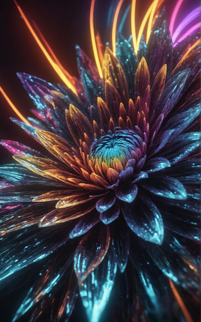 抽象的霓虹花背景图片素材壁纸