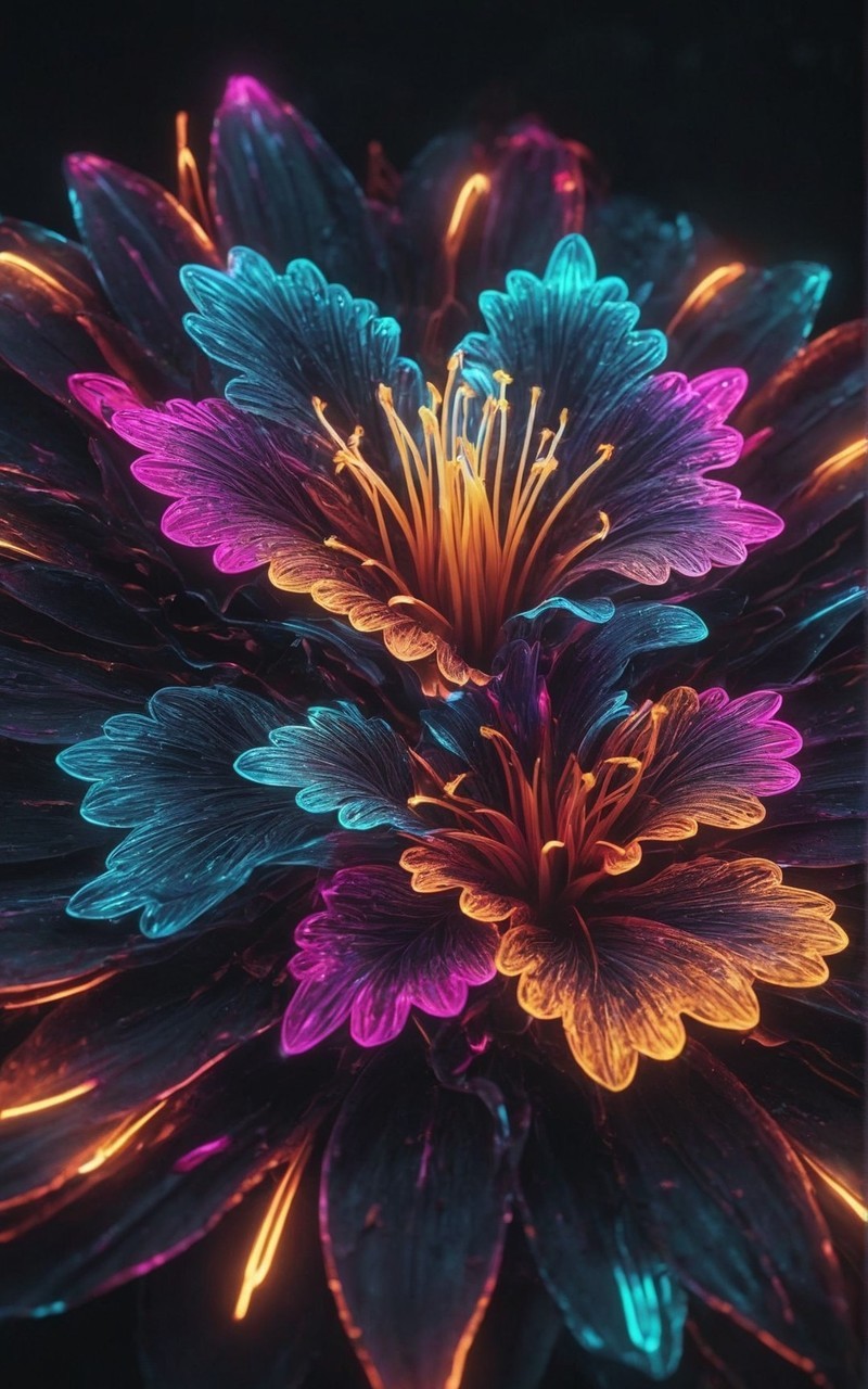 抽象的霓虹花背景图片素材壁纸3